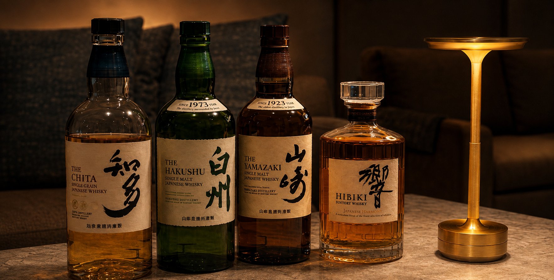 ドリンク:ジャパニーズウイスキー4本とランプ
